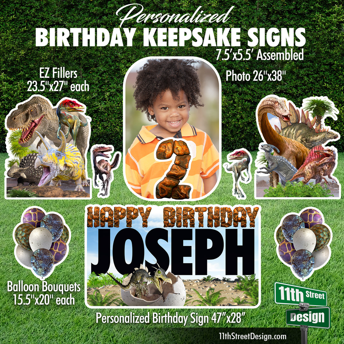 Personalized Dinosaur Birthday Photo Lawn Signs, The Perfect Yard Decor For Your Party, Weatherproof for outside displays, Realistic Dinosaurs