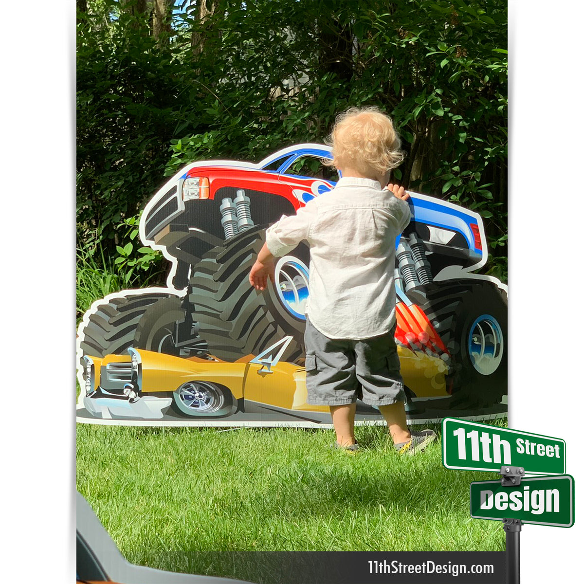 Personalized Monster Truck Theme Birthday Party Decorations, Yard Card Lawn Signs 0004