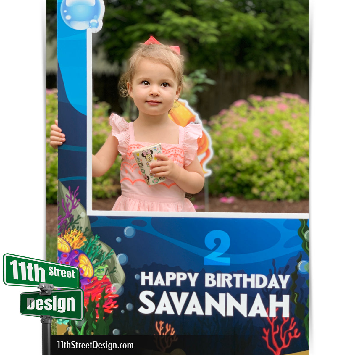 Personalized Mermaid Theme Birthday Party Decorations, Yard Card Lawn Signs With Photo Frame 0002