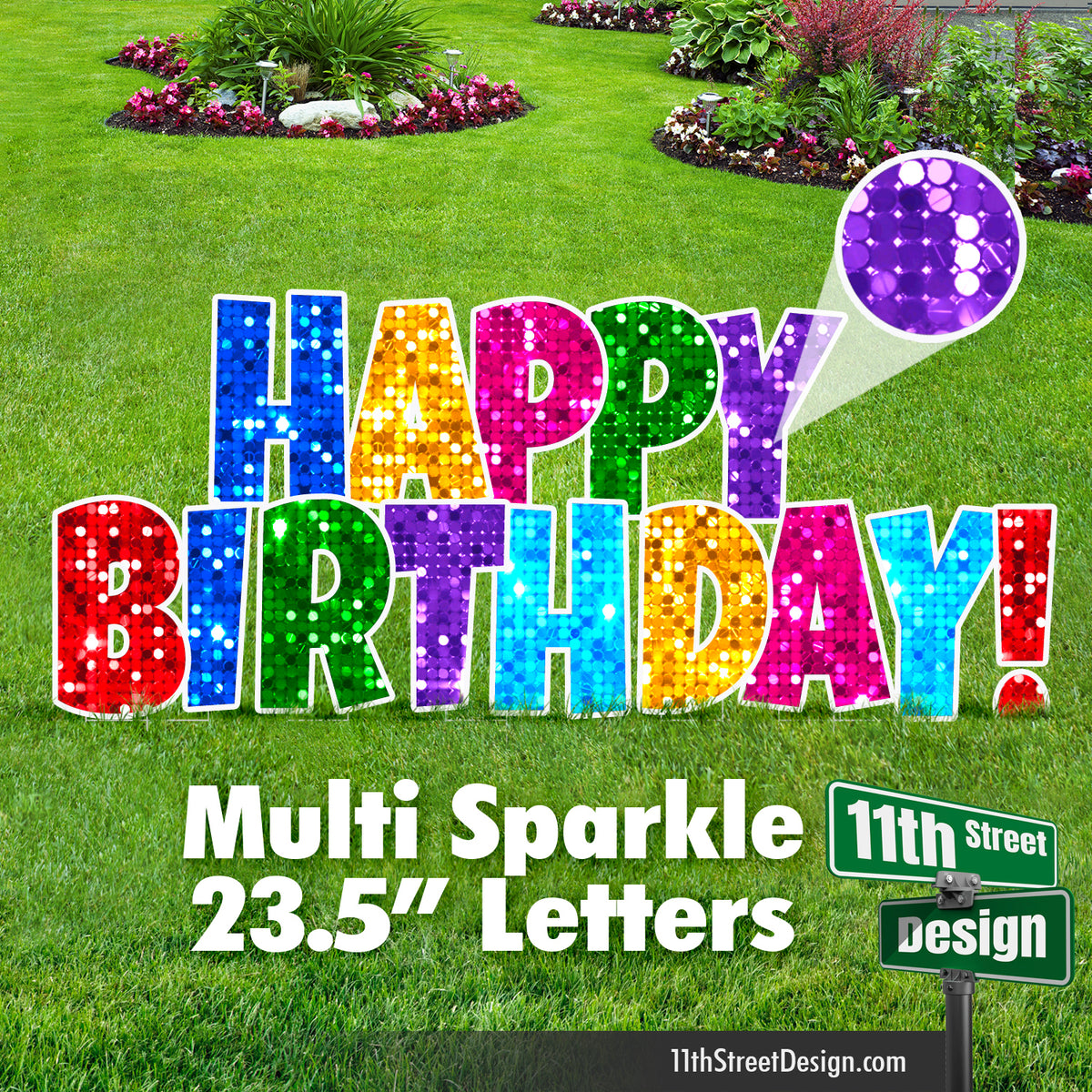 23.5” Multi Color Sparkle Happy Birthday Set