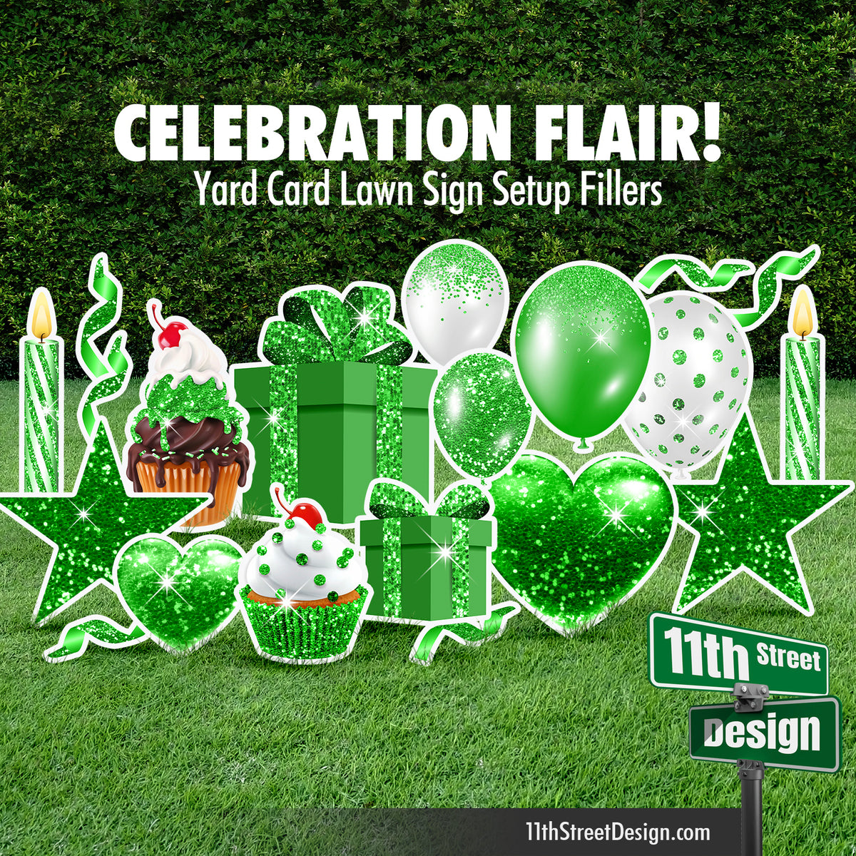 Celebration Flair - Green Glitter
