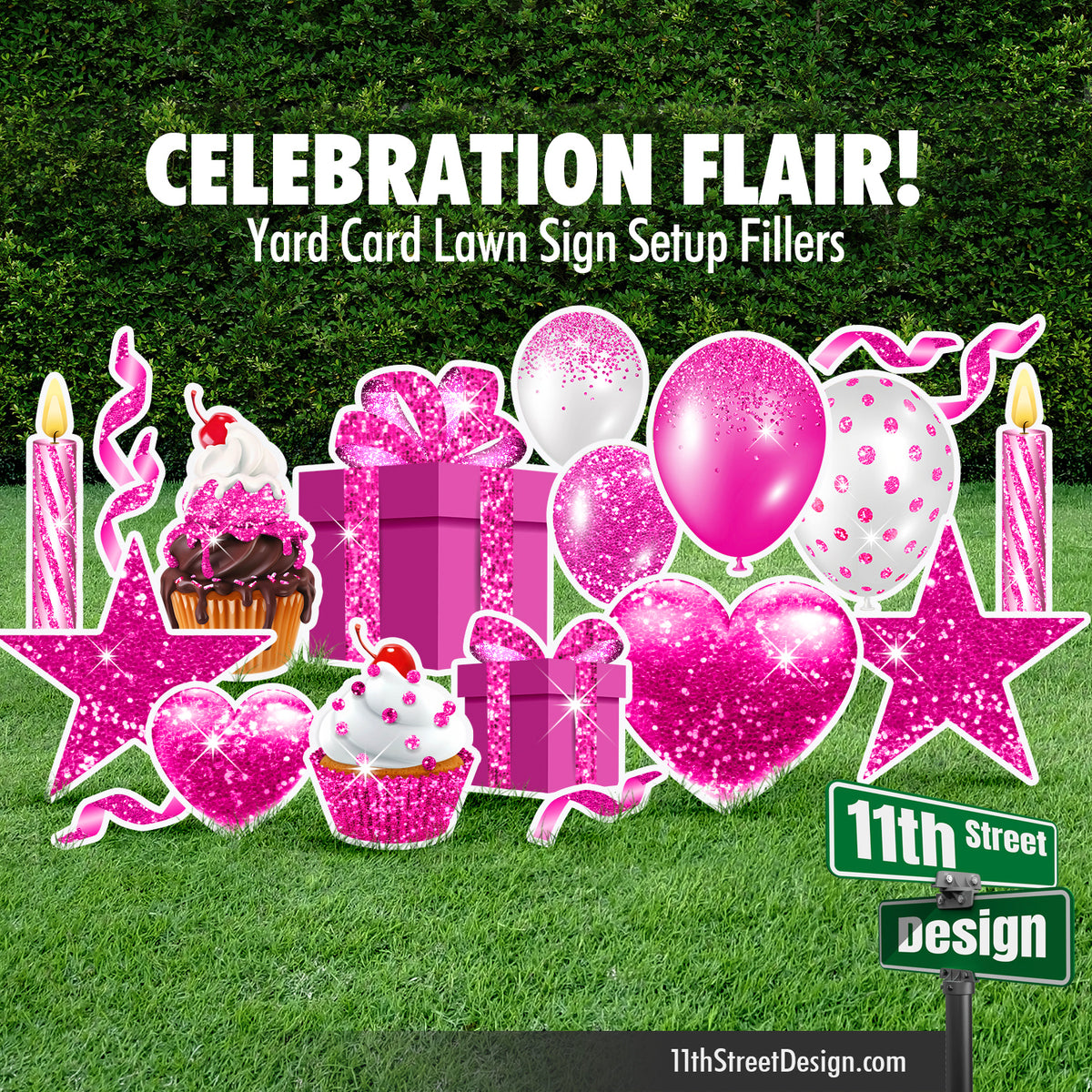 Celebration Flair - Hot Pink Glitter