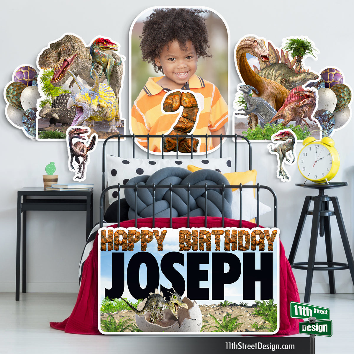 Personalized Dinosaur Birthday Photo Lawn Signs, The Perfect Yard Decor For Your Party, Weatherproof for outside displays, Realistic Dinosaurs