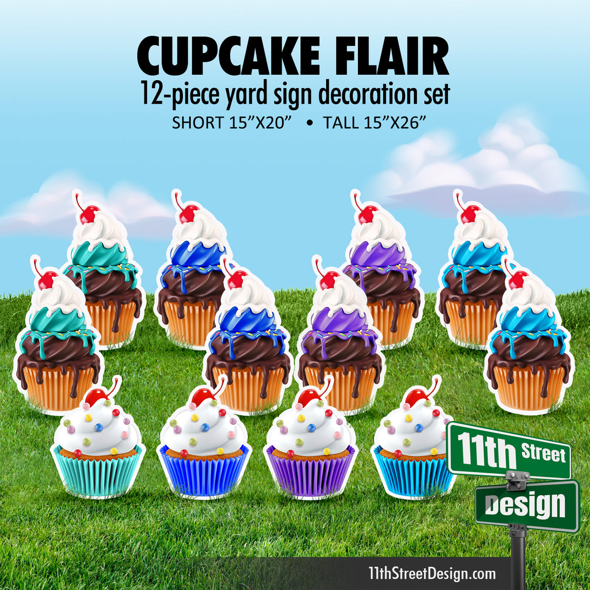 12-piece Cupcake Flair - Mermaid Colors