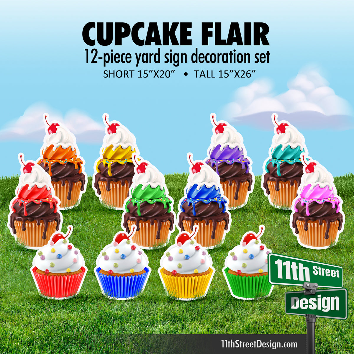 12-piece Cupcake Flair - Rainbow