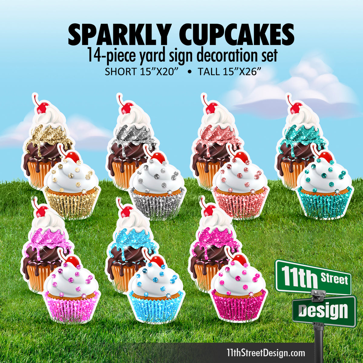 14-piece Cupcake Flair - Multi Color Sparkle