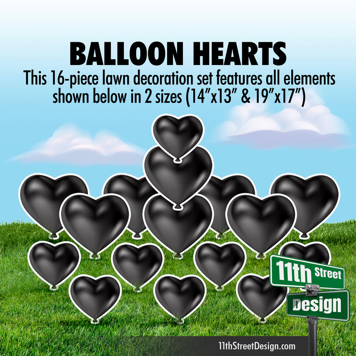 Black Balloon Hearts