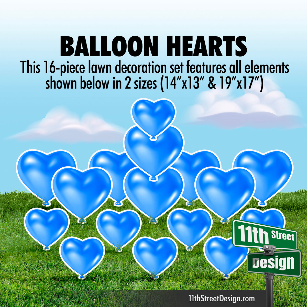 Blue Balloon Hearts