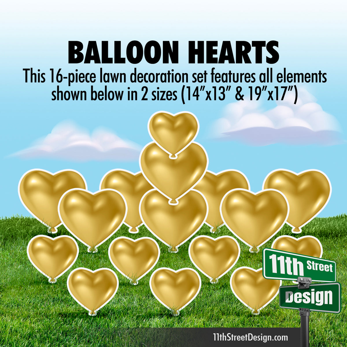 Gold Balloon Hearts
