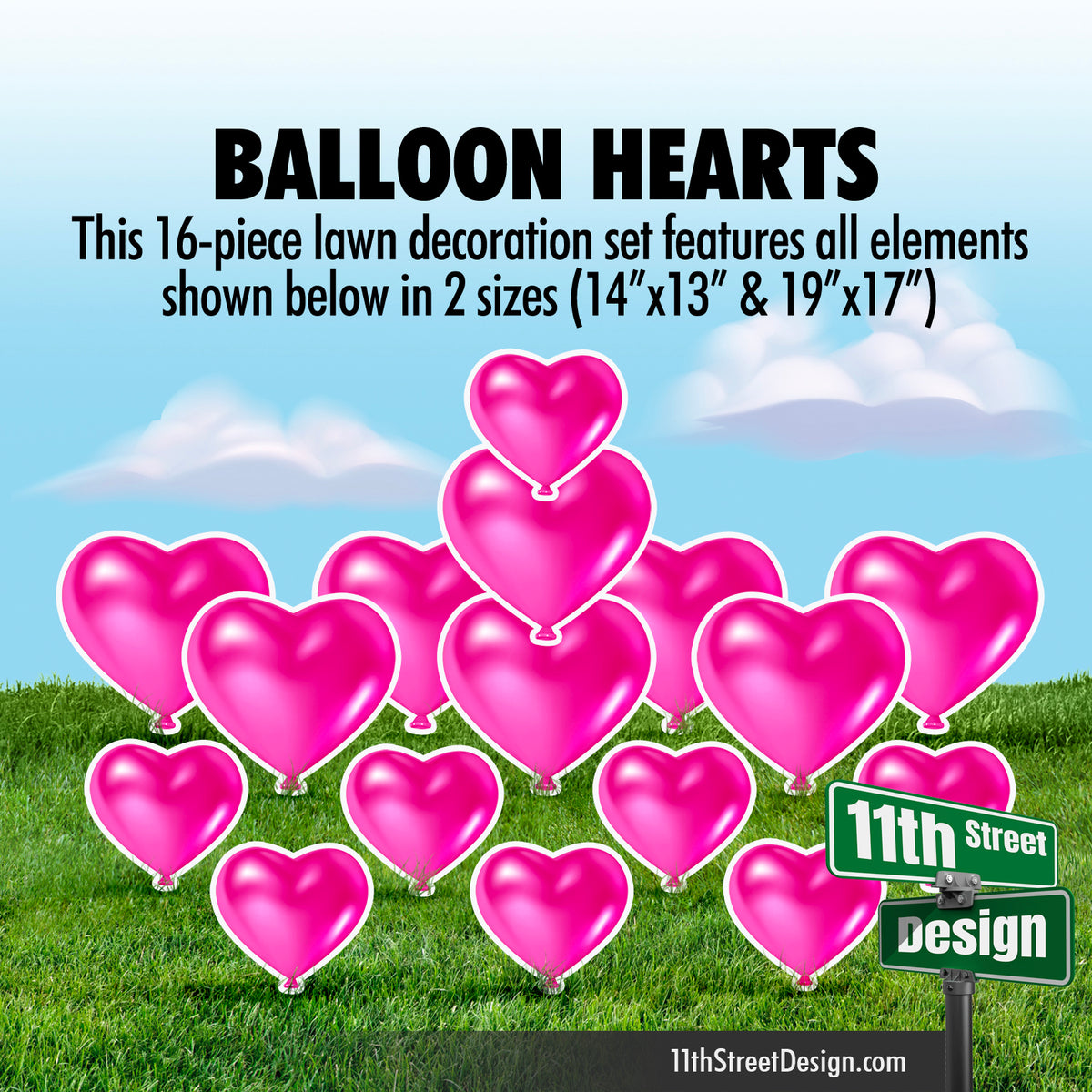 Hot Pink Balloon Hearts