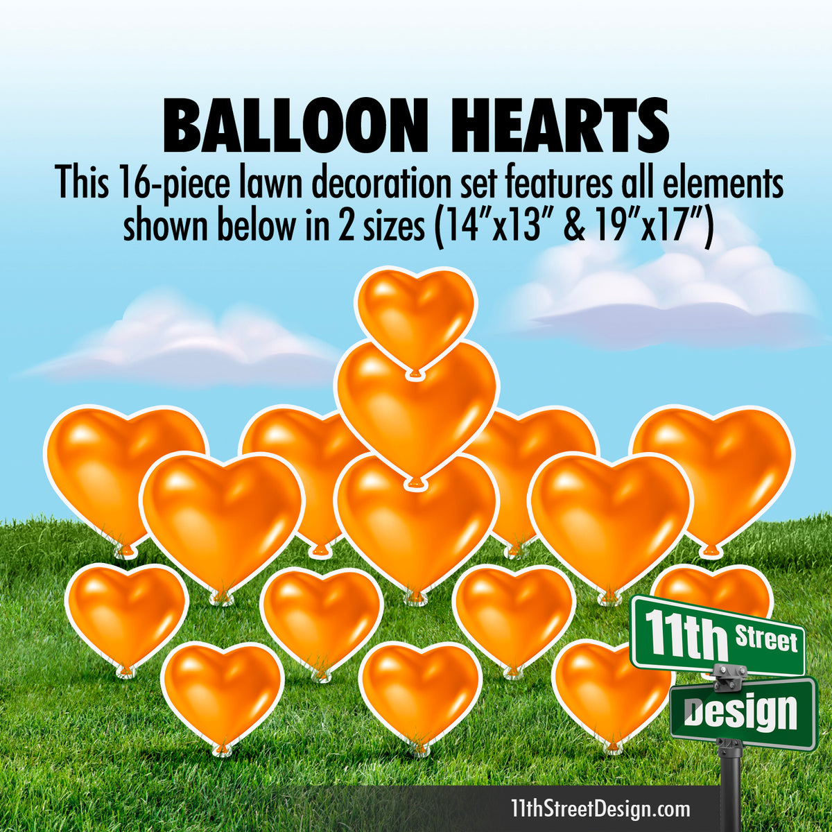 Orange Balloon Hearts