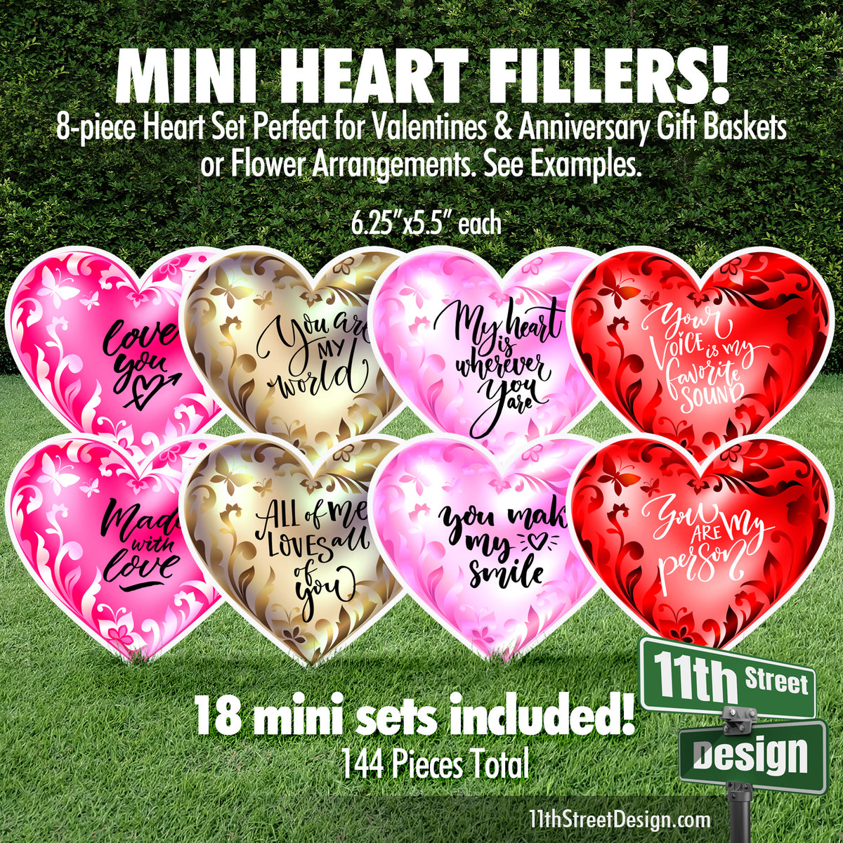 Mini Heart Filler Decorations Perfect for Anniversary and Valentines Baskets or Floral Arrangements