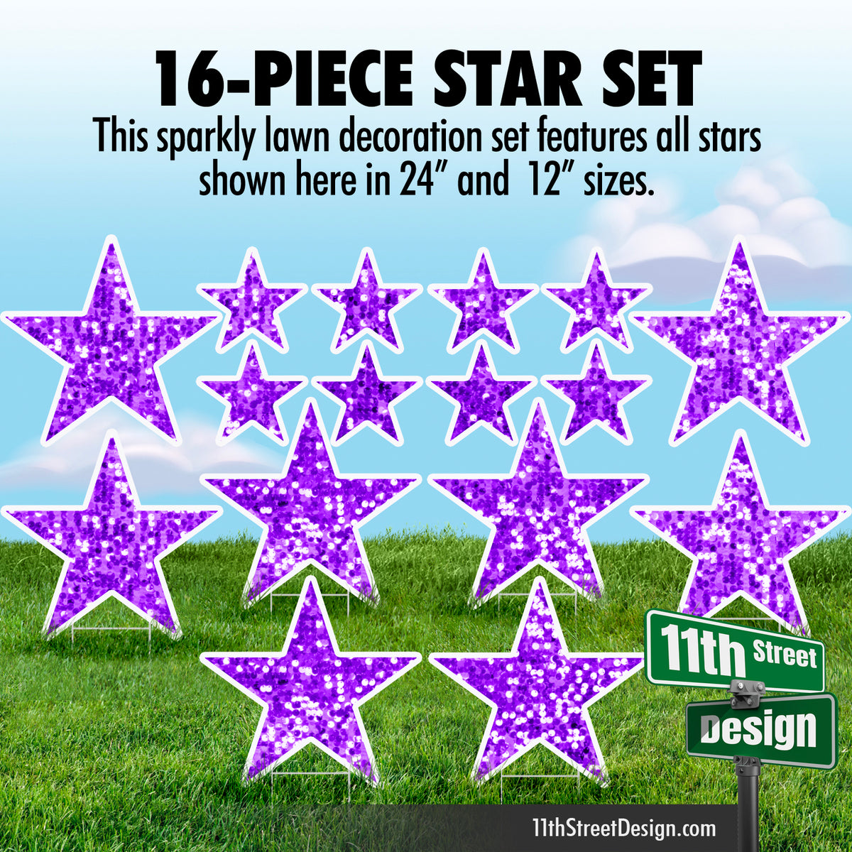 Stars Set - Purple Sequin Glitter