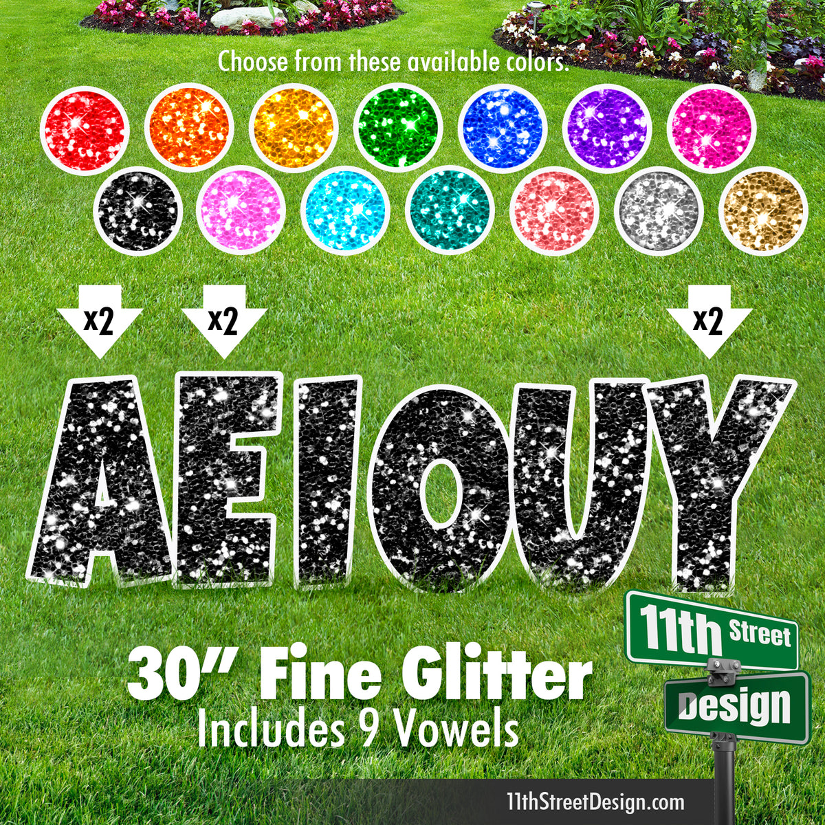 30” Fine Glitter Vowels Set