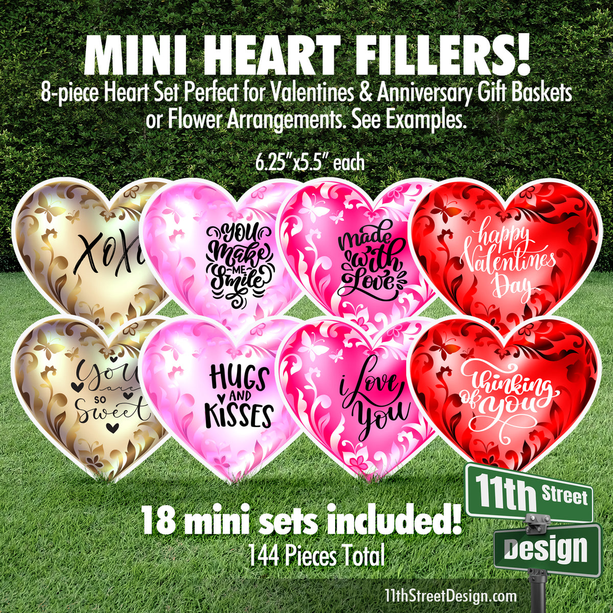 Mini Valentine&#39;s Hearts Decorations Perfect for Anniversary and Valentines Baskets or Floral Arrangements
