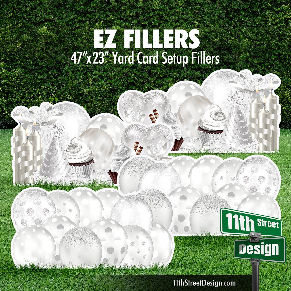 Mirrored EZ Filler Balloons &amp; Flair Panels - White Celebration Flair