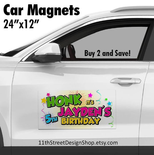 Personalized Happy Birthday Car Magnet - Honk