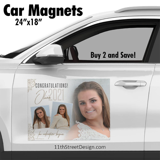 Personalized Graduation Photo Car Magnet - Adventure Begins