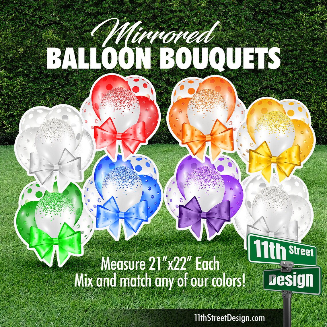 Rainbow &amp; White Mini Mirrored Balloon Bouquets