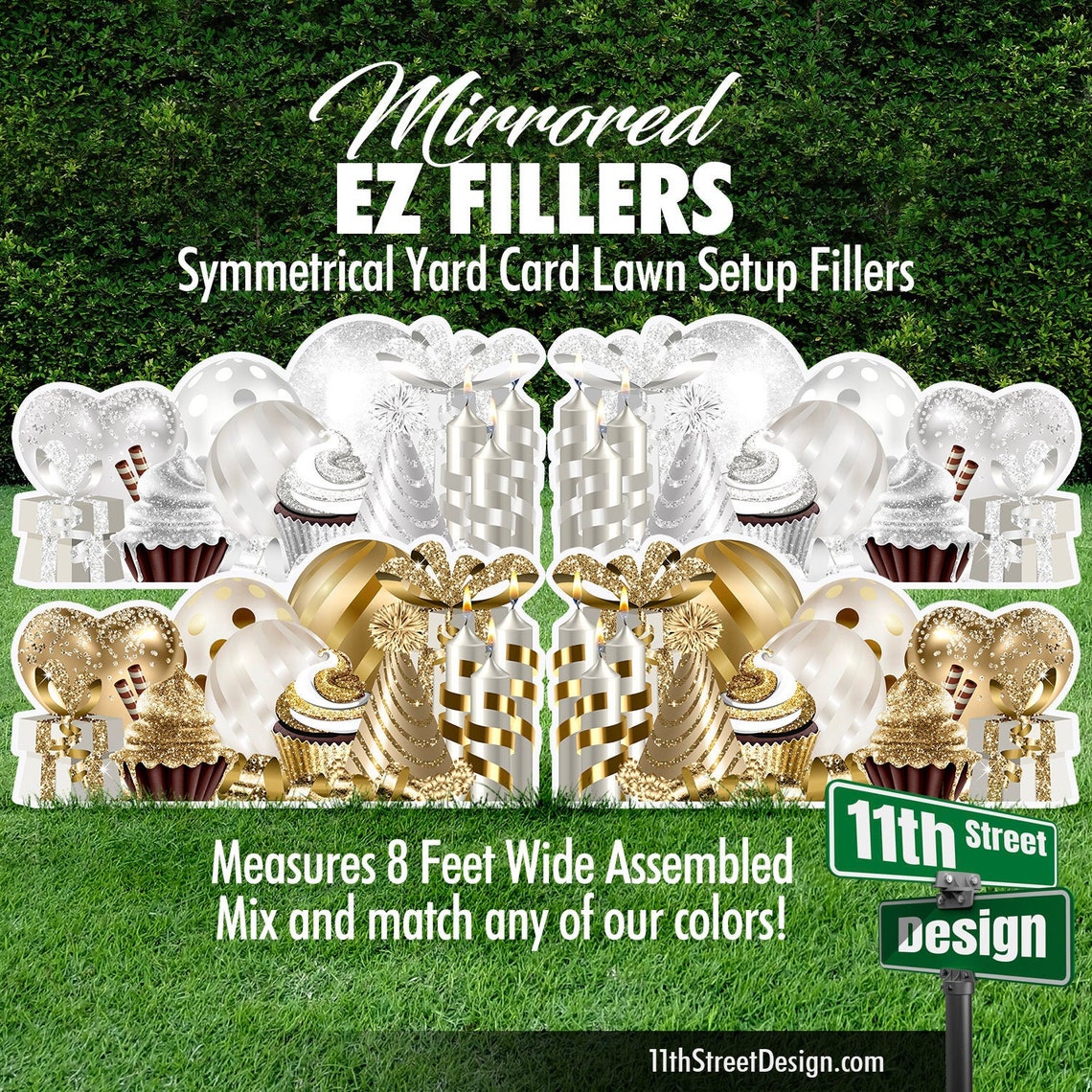 Mirrored EZ Fillers Celebration Flair Panels - Gold &amp; White
