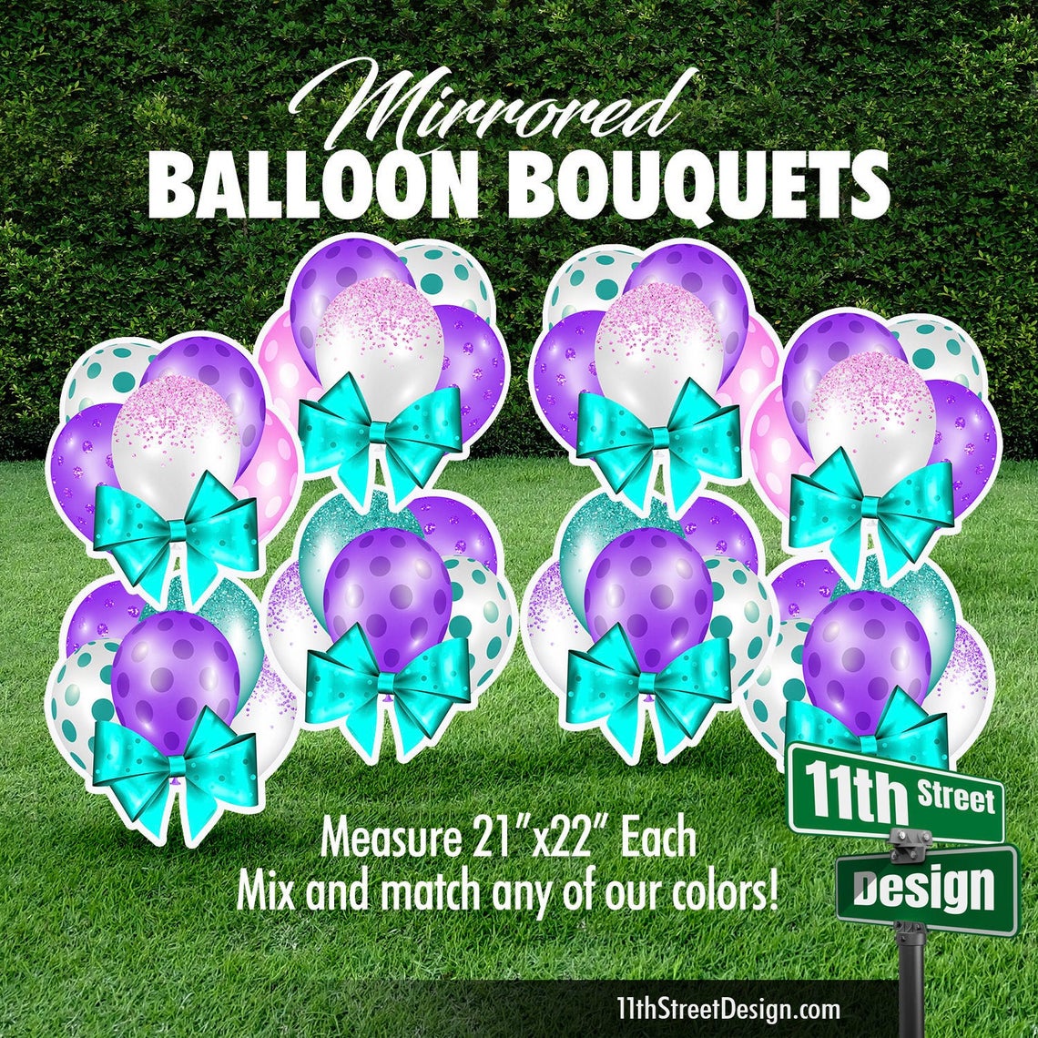 Pink, Purple &amp; Teal Mini Mirrored Balloon Bouquets
